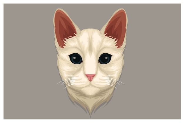 White cat illustration staring at something