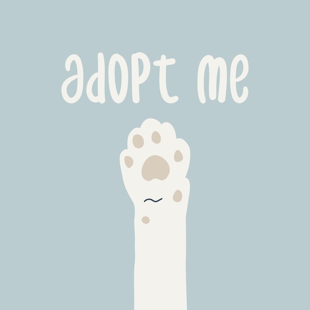 White cat paw and text adopt me