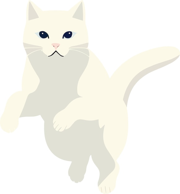 Vector a white cat with blue eyes is running and has a white background.