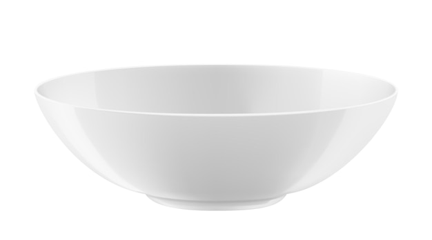 Vector a white ceramic or porcelain deep plate or bowl utensils for salad first courses soup or borscht kitchenware isolated 3d realistic vector illustration