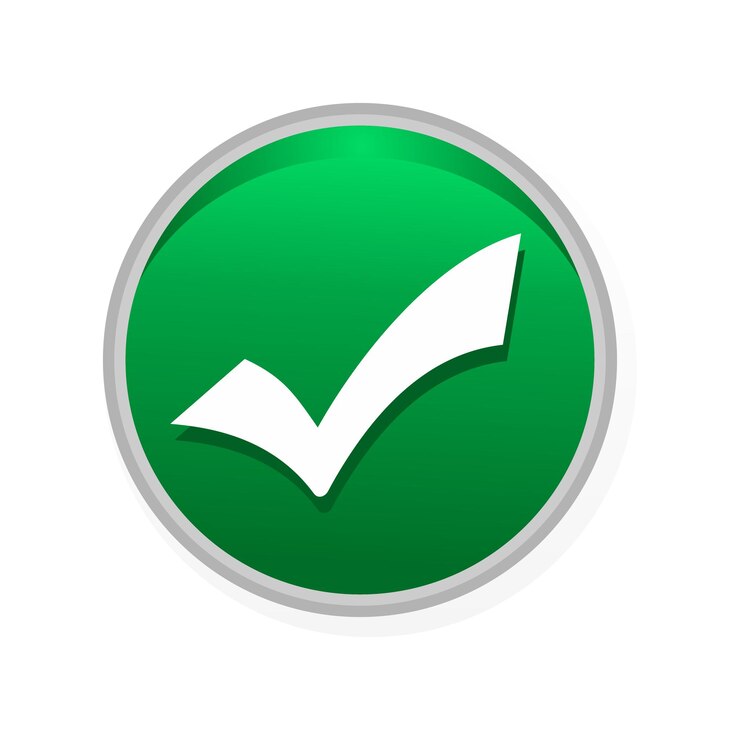 White Check Mark in 3D Green Circle Vector Approval Icon