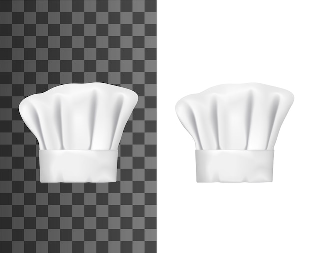 White chef hat cook cap or baker toque 3d mockups