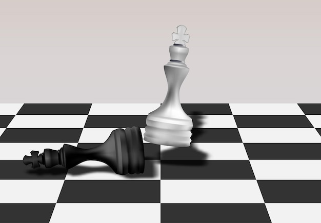 Vector white chess king  queen break down black chess king  queen business competition concept tactical strategy vector illustration