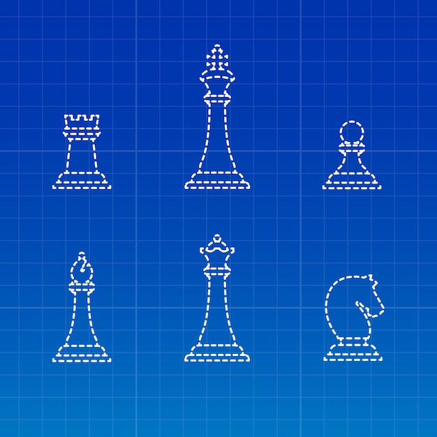 White chess pieces silhouettes