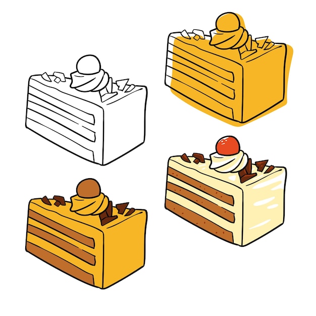 White chocolate cake cherry topping illustration