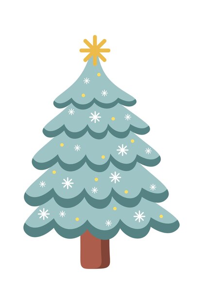 White Christmas tree flat icon Coniferous forest