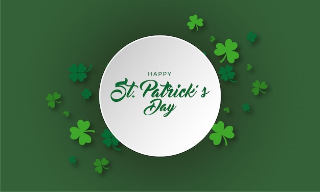 White circle paper banner for st patricks day on green background