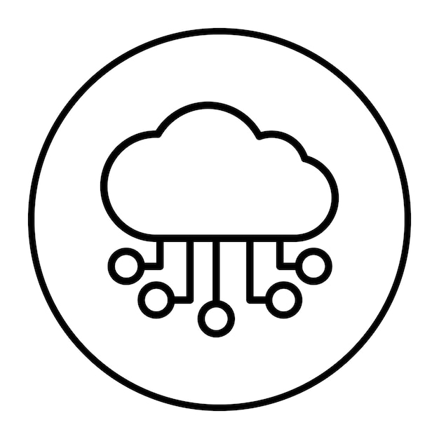 a white circle with a cloud and a car on it