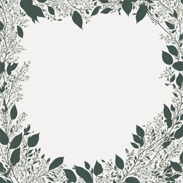Vector a white circle with green leaves