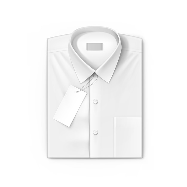 Vettore camicia classica bianca degli uomini con l'etichetta isolata