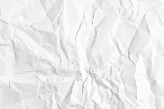 Vector white clean crumpled paper background horizontal crumpled empty paper template for posters and banners vector illustration