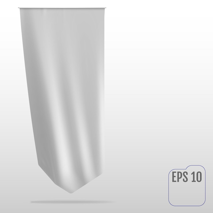 Vector white clean vertical waving template flag isolated on background vector flag mockup