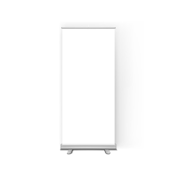 Vettore modello di supporto per banner per display roll-up trasparente bianco