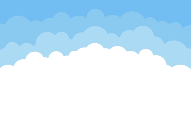 Vector white cloud shape blue sky background border flat style of different clouds high environment vector