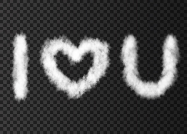 White cloud text i love you isolated on transparent