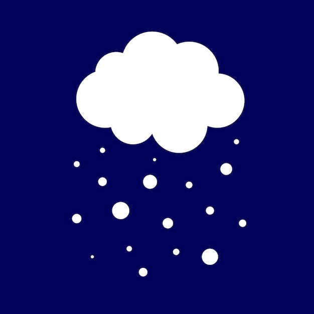 Vector white cloud with snow on dark blue background