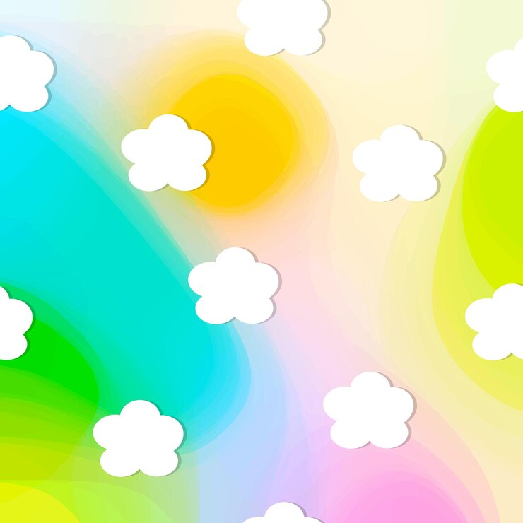 White clouds on abstract colorful sky