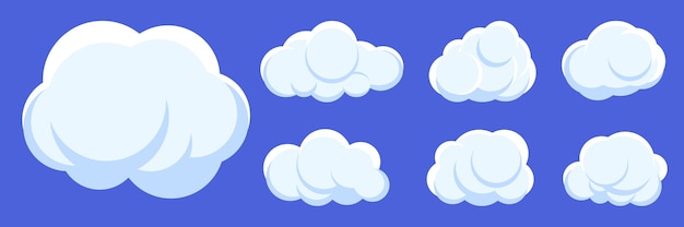 White clouds cartoon set