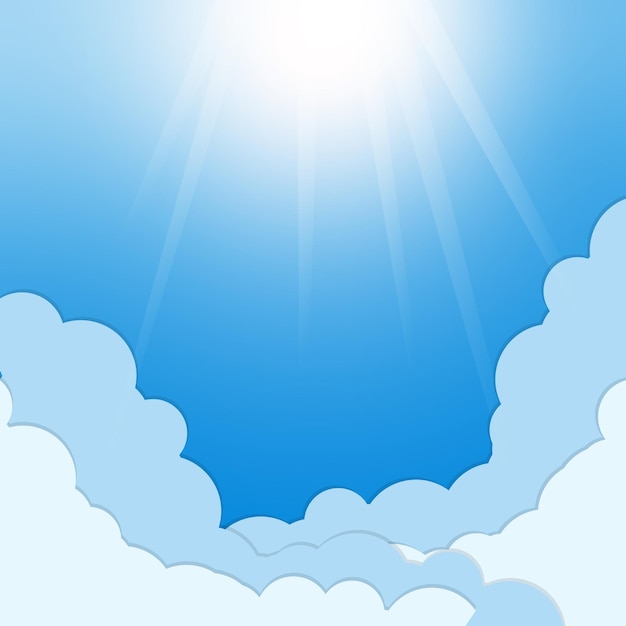 White clouds icon set with sunshine