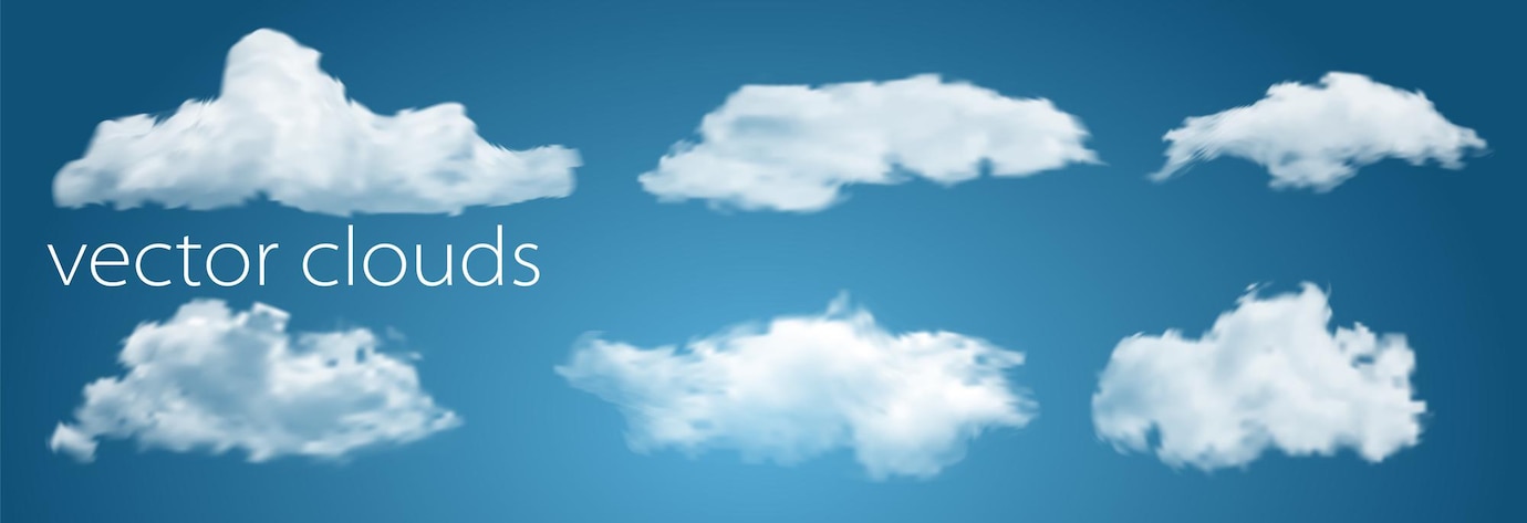 Premium Vector | White clouds isolated on transparent blue background