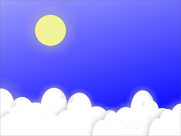 Vector white clouds with bright sun