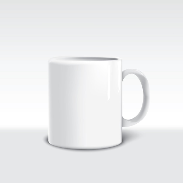 Vector white coffee cup on gray background