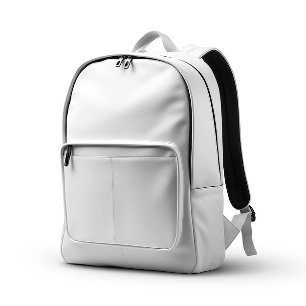 White color backpack 3d vector white background isolated