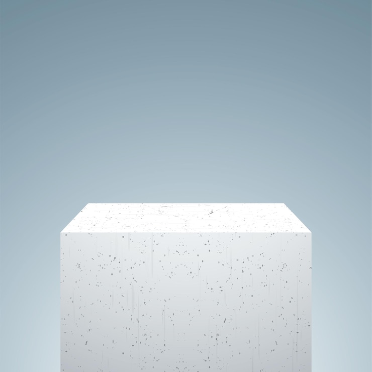 Vector white concrete pedestal on a gray background