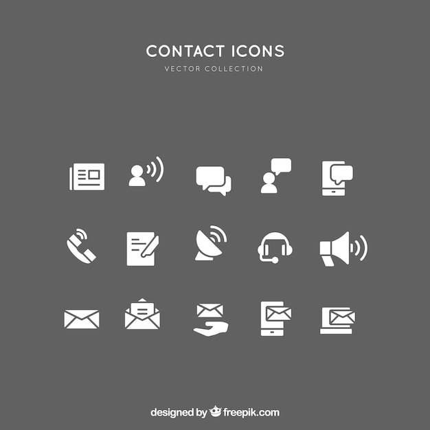 Vector white contact icons collection