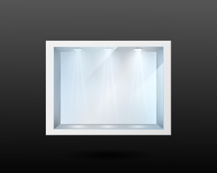 Vector white container with cracked glass and lighting template
