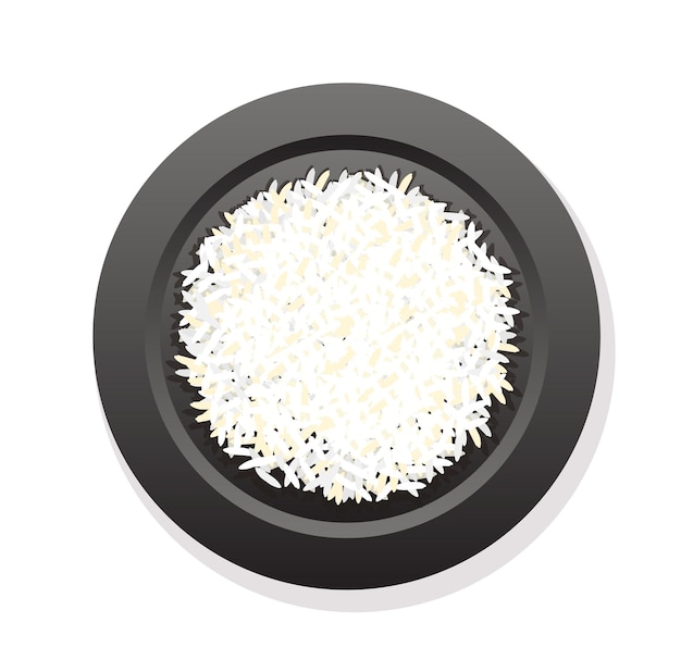 Vector white cooked rice isolated vector illustration