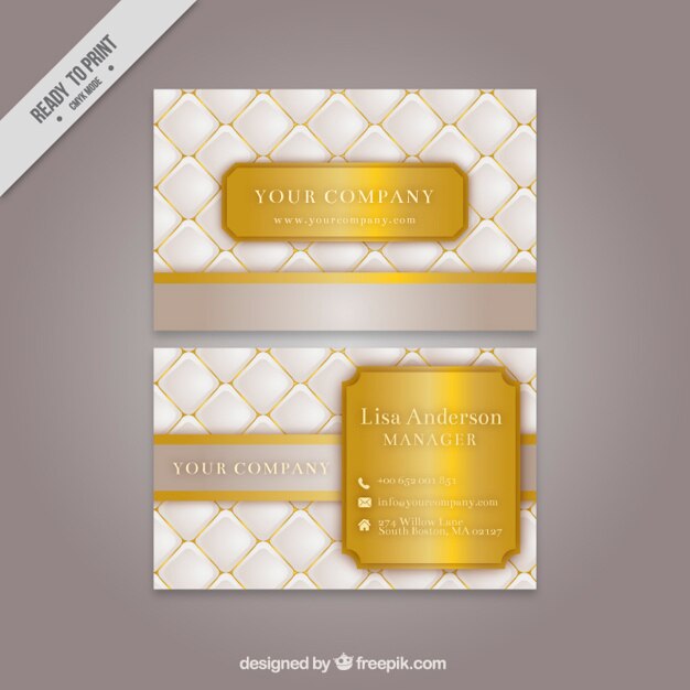 White corporative card with golden details