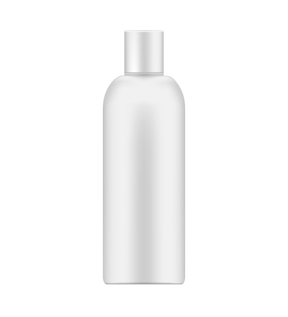 White cosmetic bottle with disc top cap mockup. Beauty skin care product package mock-up