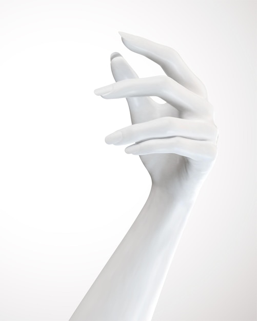 White cosmetic elegant hands gesture in 3d illustration