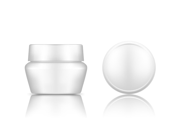 White cosmetic jar with top cap view mockup isolated from background lotion, cream, powder