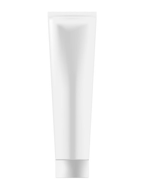 Vector white cosmetic tube vector mock-up. plastic squeeze container with cap template