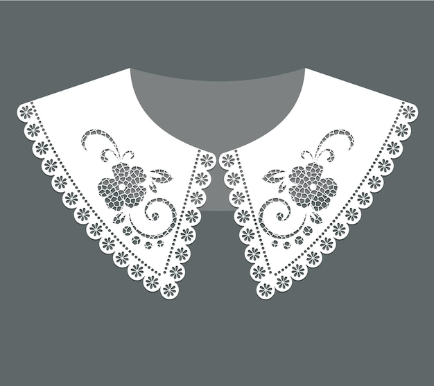 White cotton collar lace design vector