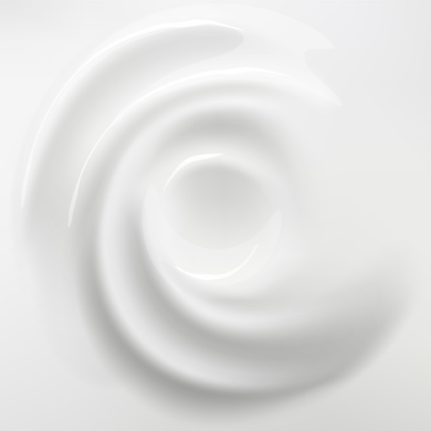 White cream background swirl blended mousse cosmetic or dairy product liquid spirals top view creamy whirlpool whipped vanilla dessert smooth vortex with twirls vector concept