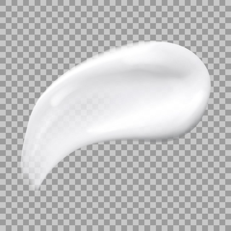 Vector white cream smear isolated on transparent background. realistic skincare make up swatch.  illustration of cosmetic smudge. cream beauty product like foundation, lotion, balm.