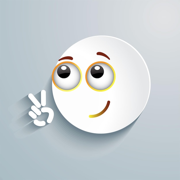 Vector white cricle emoticon set