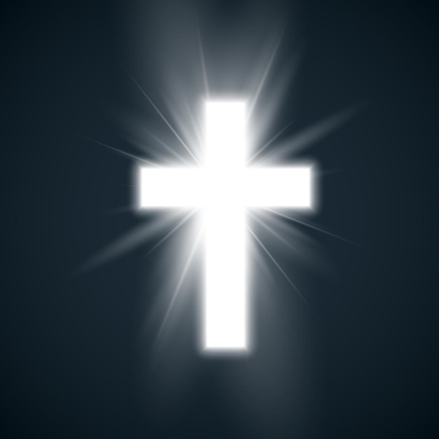 Premium Vector | White cross with glow symbol of christianity. holy cross
