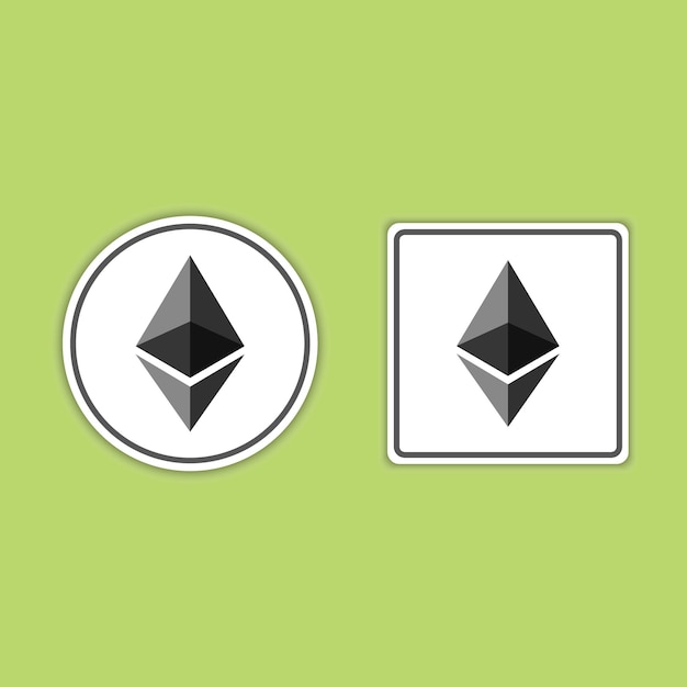 White cryptocurrency coin ethereum eth icon isolated on white background digital currency