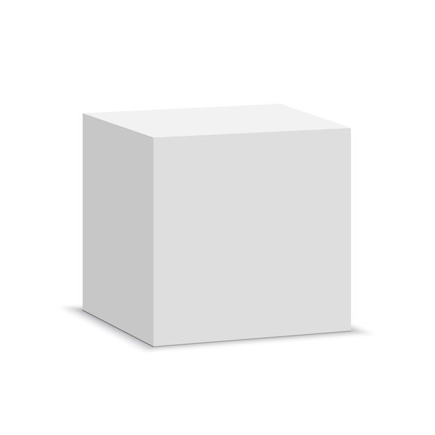 White cube. Square box.  illustration.