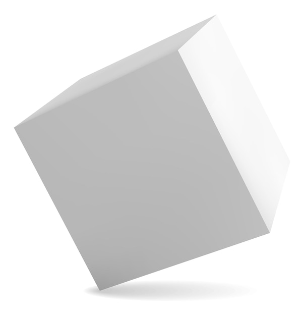 Vector white cube with realistic light and shadow 3d form