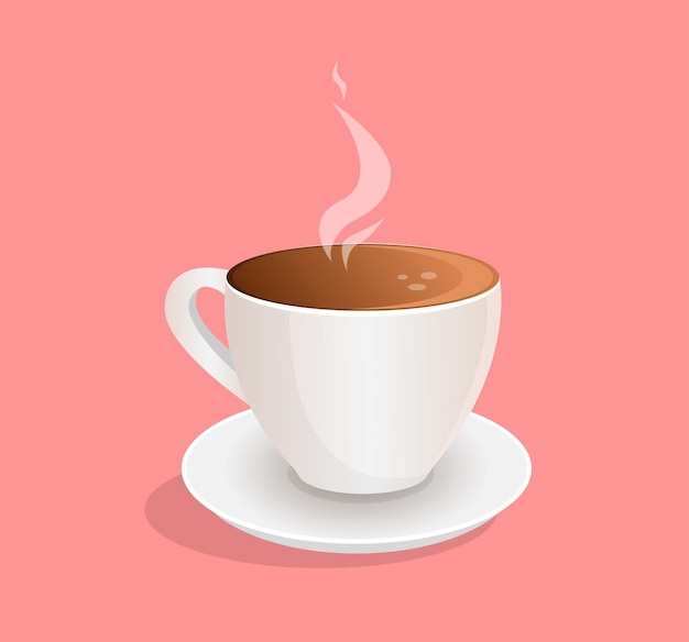 White cup of fresh coffee tea on an isolated background design for logo icon banner poster