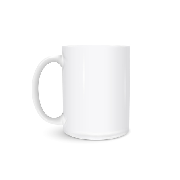 Vector white cup photo realistic isolated on white