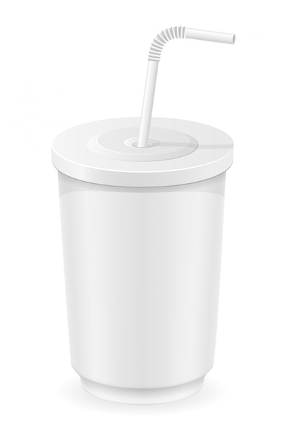 White cup of soda water vector illustration