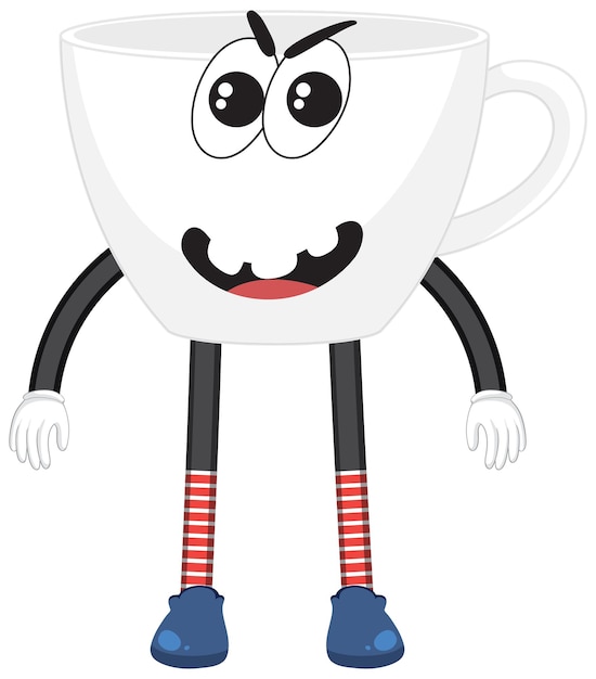 White cup with facial expression