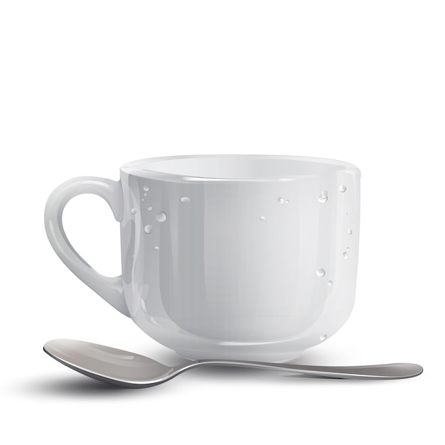 Vector white cup with spoon