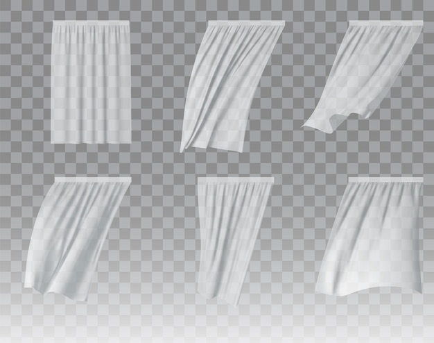 Vector white curtain set vector realistic illustration